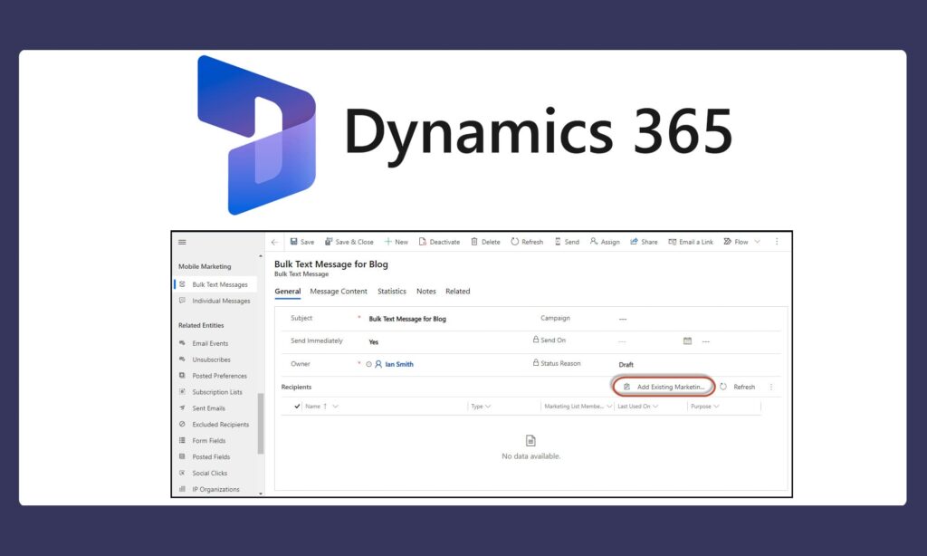 Bulk Text Messages in Dynamics 365